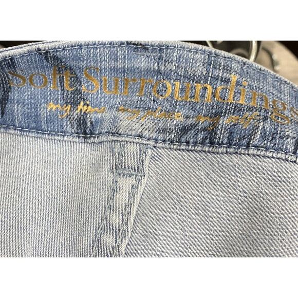 SOFT SURROUNDINGS Pull On Skinny Jeans Womens Size M 10/12 Blue Leaf Print - Picture 8 of 10